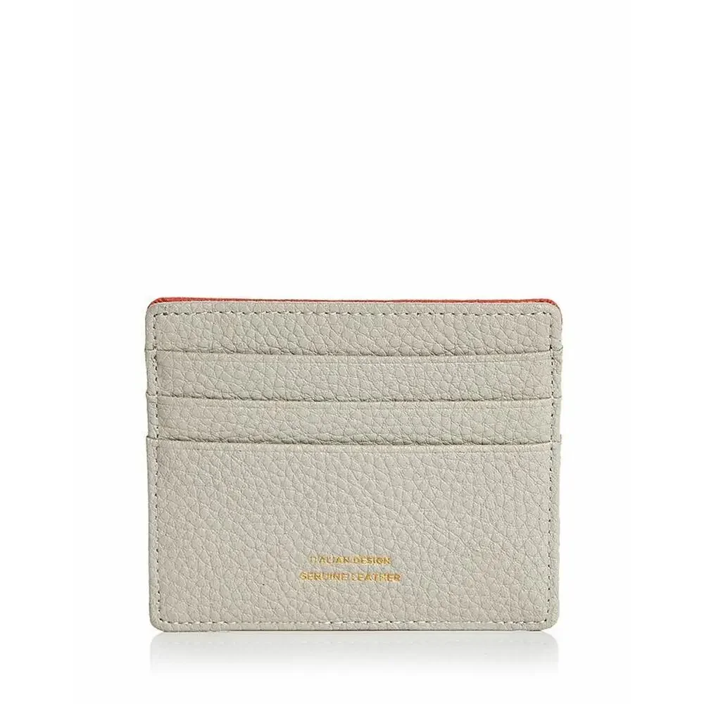 CAMPO MARZIO LEATHER DOUBLE SIDED CARD CASE, ORANGE GREY, NWT